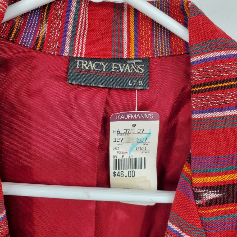 Tracy Evans Red Striped Southwestern Blazer - Picture 4 of 9
